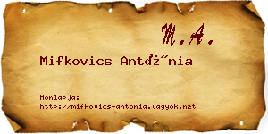 Mifkovics Antónia névjegykártya
